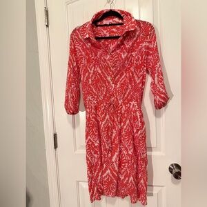 Lilly Pulitzer Coral Reef pattern dress, red and white, size M